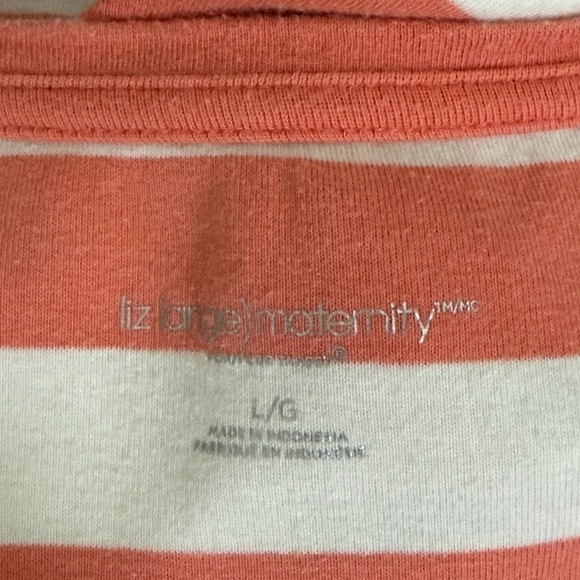 Striped Coral and White maternity V-Neck Dress - Picture 7 of 8